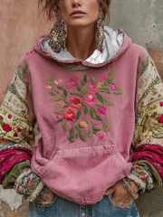 Women's botanical floral print hoodie