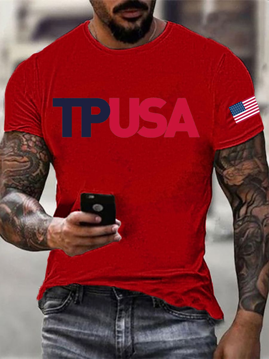 Men's TPUSA Printed imitation cotton short-sleeved T-shirt