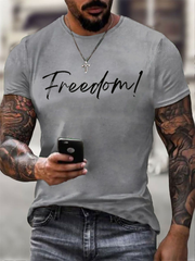 Men's Freedom Print imitation cotton short-sleeved T-shirt