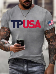 Men's TPUSA Printed imitation cotton short-sleeved T-shirt