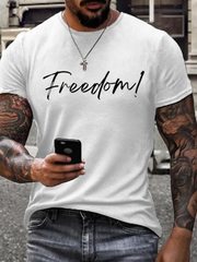Men's Freedom Print imitation cotton short-sleeved T-shirt