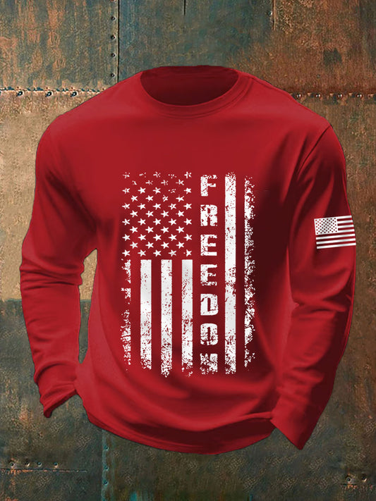 Men's Freedom USA Flag Print Long-Sleeve T-Shirt