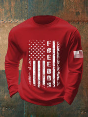 Men's Freedom USA Flag Print Long-Sleeve T-Shirt