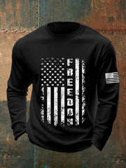 Men's Freedom USA Flag Print Long-Sleeve T-Shirt