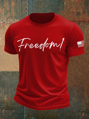 Men's Freedom Print imitation cotton short-sleeved T-shirt