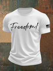 Men's Freedom Print imitation cotton short-sleeved T-shirt