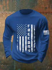 Men's Freedom USA Flag Print Long-Sleeve T-Shirt
