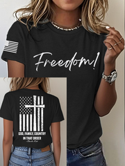 Women's Charlie Kirk Freedom Print Iron On Short Sleeve T-Shirt