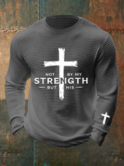 Men's Not By My Strength But His Waffle Print T-Shirt