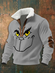 Men's Funny Christmas Print zip-up hoodie