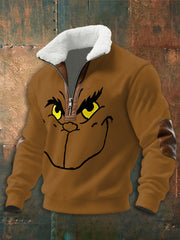 Men's Funny Christmas Print zip-up hoodie