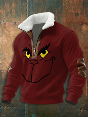 Men's Funny Christmas Print zip-up hoodie