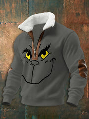 Men's Funny Christmas Print zip-up hoodie