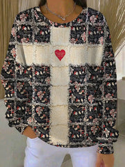 Women's Cross Print Casual Sweatshirt
