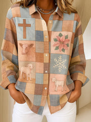 Women's Christmas Cross Print Casual Shirt