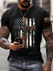 Men's Freedom Flag Cross Short Sleeves T-shirt