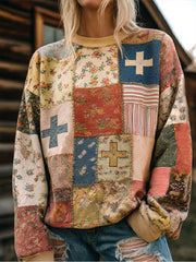 Women's Floral Cross Print Casual Sweatshirt