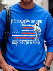 Men's The Fading of the Red White and Blue Printed Crew Neck Sweatshirt