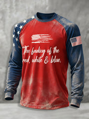 Men's The Fading of the Red White and Blue long sleeve round neck T-shirt