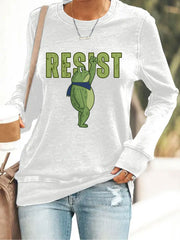 Women's Retro Resist Frog Print Sweatshirt