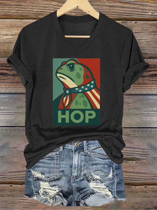 Women's Retro Resist Frog Printed T-shirt