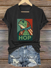 Women's Retro Resist Frog Printed T-shirt