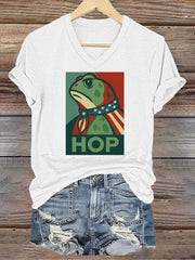 Women's Retro Resist Frog Printed T-shirt