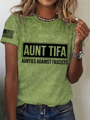 Women's Aunt Tifa Aunties Against Fascists Tee