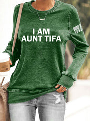 Women's I Am Aunt Tifa Aunties Against Fascists Sweatshirt