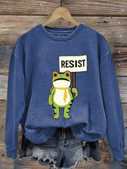 Women's Resist Frog Printed Casual Sweatshirt