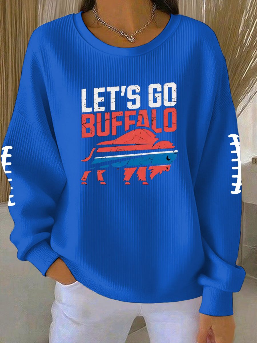 Women's Football Fans Lovers Gameday Printed Vintage Casual Loose Long Sleeve Top