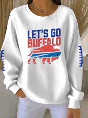 Women's Football Fans Lovers Gameday Printed Vintage Casual Loose Long Sleeve Top