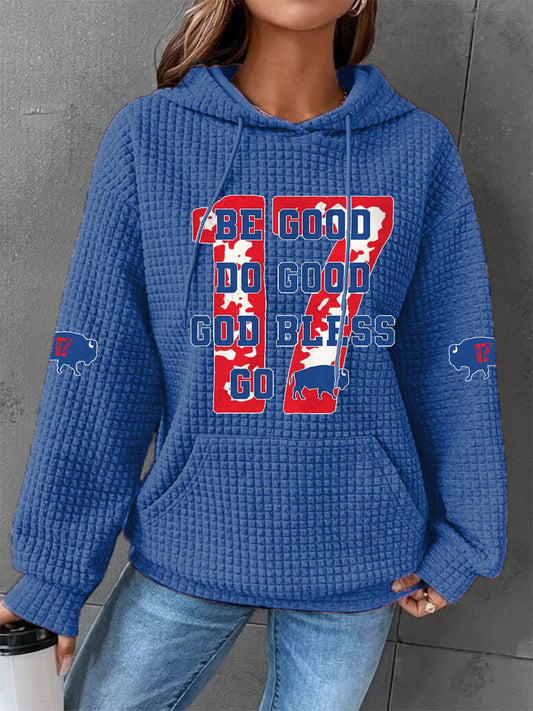 Women's Football Fans Lovers Gameday Casual Waffle Hoodie