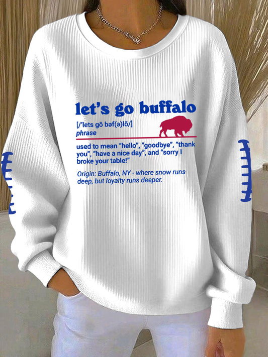 Women's Go Buffalo Football Fans Lovers Gameday Casual Sweatshirt