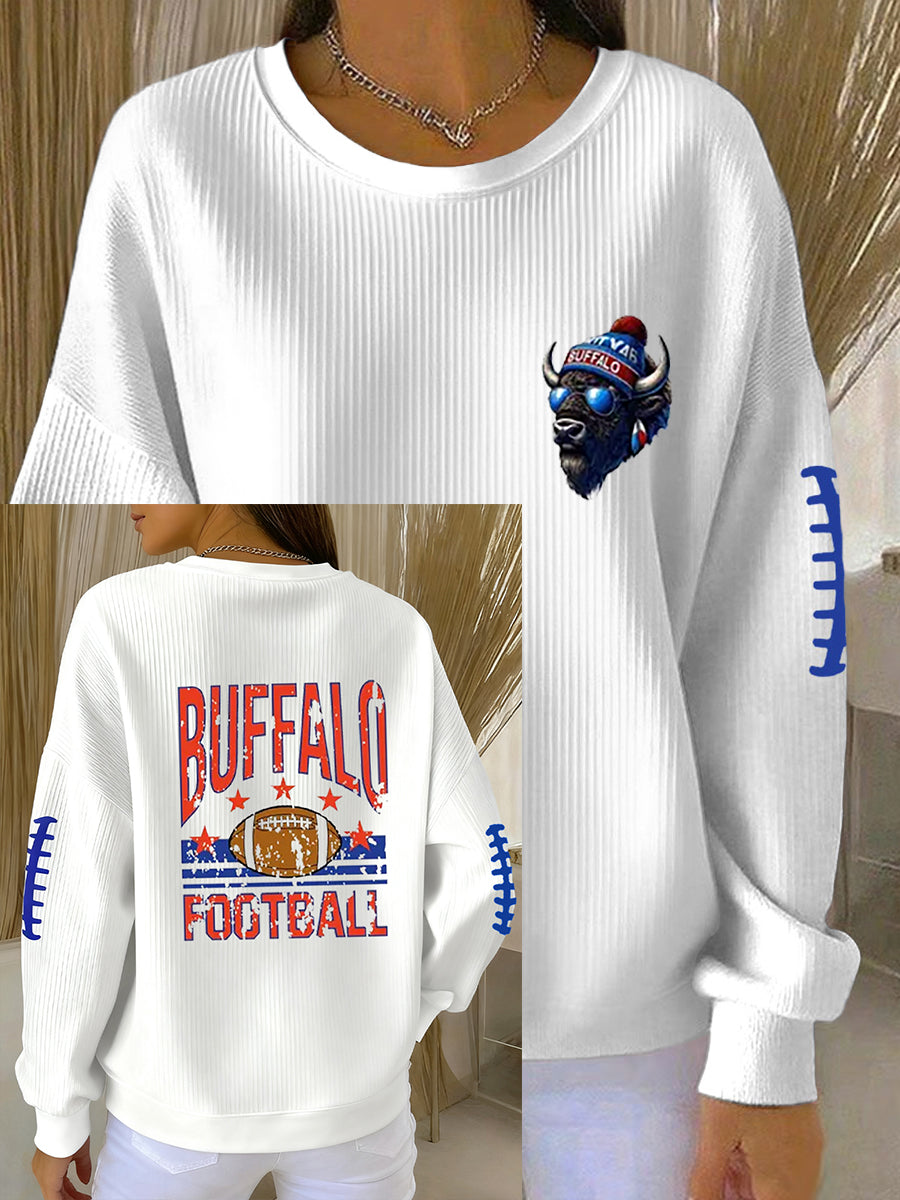 Women's Be Good Do Good God Bless Go Buffalo Football Fans Lovers Gameday Casual Sweatshirt