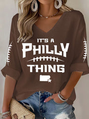 Women's Football Fans Lovers Gameday Casual  Waffle T-shirt