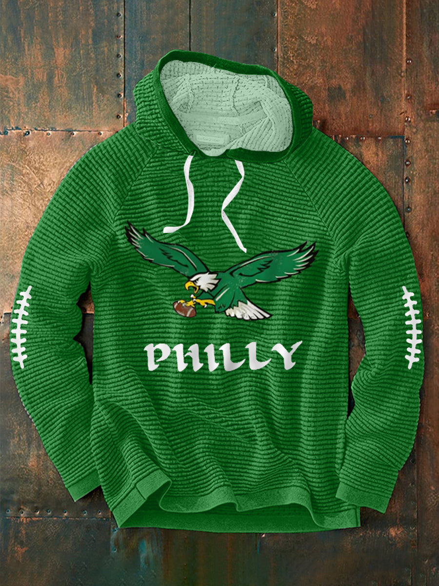 Men's Football Fans Lovers Gameday Casual Waffle Hoodie