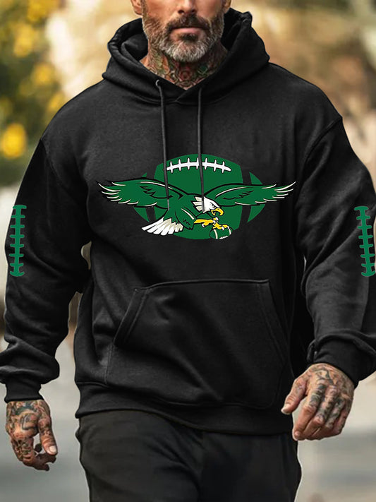 Men's Football Fans Lovers Gameday Casual Hooded Sweatshirt