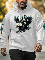 Men's Football Fans Lovers Gameday Casual Oversized Drop-Shoulder Hoodie with Pockets