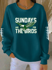 Women's Football Fans Lovers Gameday Printed Casual Loose Long Sleeve Top