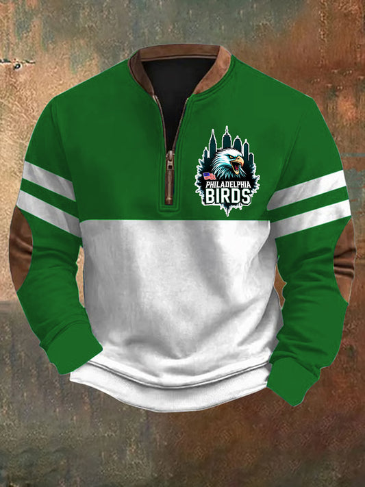 Men's Football Fans Lovers Gameday Casual Zip-Neck Sweatshirt