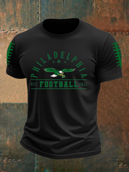 Men's Football Fans Lovers Gameday Casual imitation cotton short-sleeved T-shirt