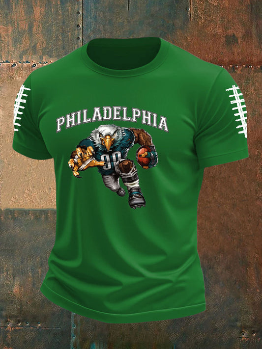 Men's Football Fans Lovers Gameday Casual imitation cotton short-sleeved T-shirt