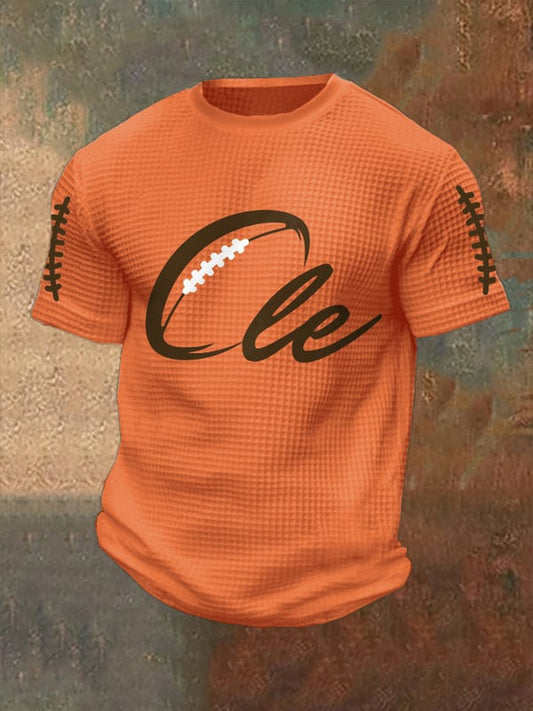 Men's Football Fans Lovers Gameday Casual Waffle Short Sleeve