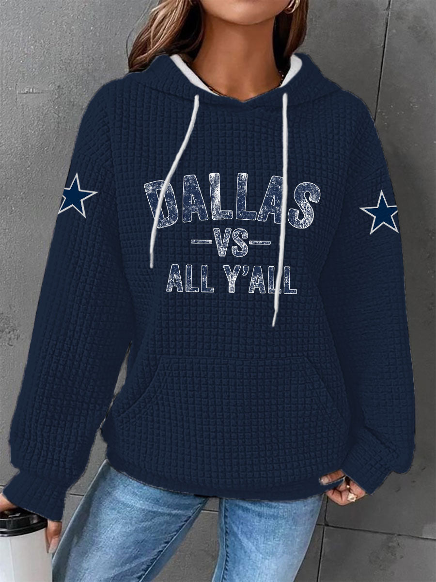 Women's American football waffle hooded sweatshirt