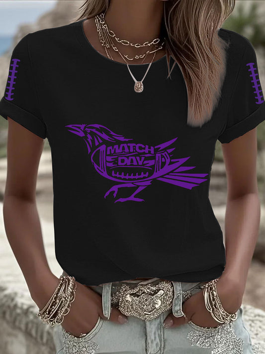 Women's Football Fans Lovers Gameday Casual Short Sleeve T-shirt
