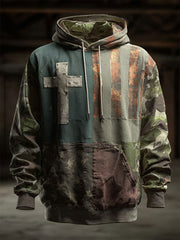 Men's Retro Western Faith Print Casual Hoodie