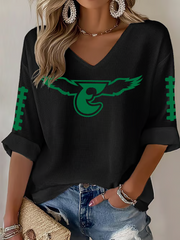 Women's Football Fans Lovers Gameday Casual Waffle T-shirt