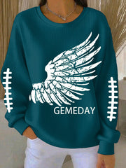 Women's Football Fans Lovers Gameday Casual  Printed  Casual Loose Long Sleeve Top