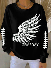 Women's Football Fans Lovers Gameday Casual  Printed  Casual Loose Long Sleeve Top